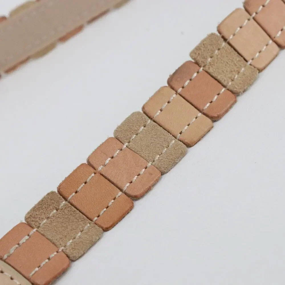 Vtg Leather Belt Women Small Blush Sage Nude Suede Colorblock Buckle Skinny